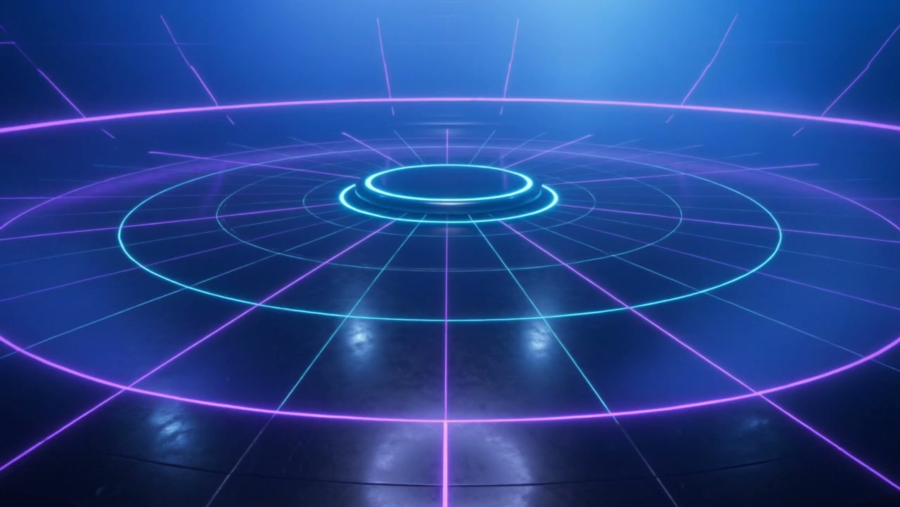 Glowing VR arena floor ready for a party